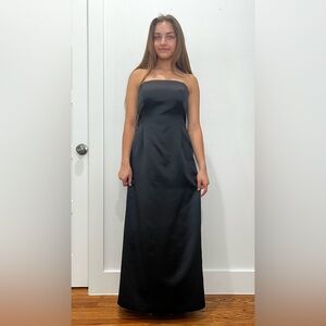Black Satin Strapless Dress